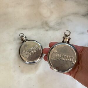 Silver Flask Set, Cuervo Logo